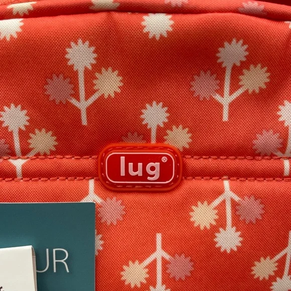 Lug Pedals Lunch Tote - Vibrant peach coral & white, insulated zipper tote OS - Picture 3 of 7